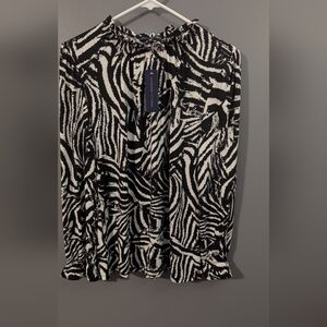 Adrienne Vittadini Zebra Print Blouse NWT